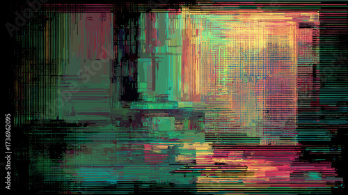 Abstract video glitch art in vibrant colors and digital style  