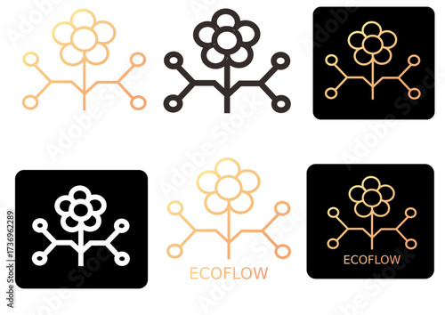 Ecoflow Logo Variations Modern Design Concepts for Sustainability and Energy Efficiency