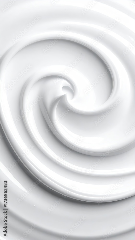 Fototapeta premium Swirling Cream Texture Abstract Background in White and Glossy Finish Smooth Surface