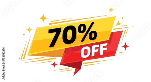 70 Off Sale Discount Banner Promotion Tag.