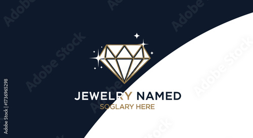 Elegant jewelry logo design with a sparkling diamond icon.