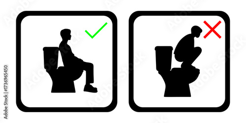 PROHIBITED AND RECOMMENDED SYMBOLS ON SEATED TOILET