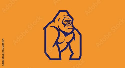 Stylized powerful gorilla mascot logo vector illustration.
