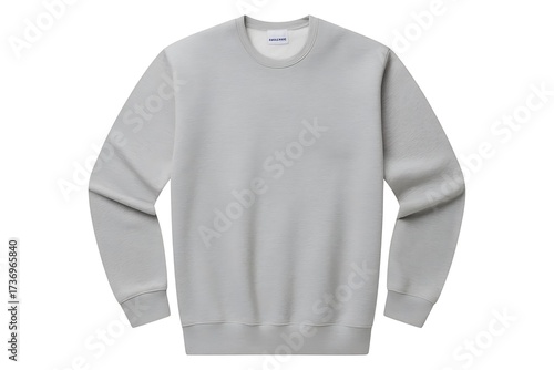 Plain light grey crew neck long sleeve sweatshirt mockup for apparel design and branding