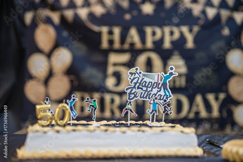 Happy 50ths Birthday Celebration Cake for Volleyball players