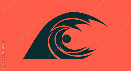 Stylized dark teal ocean wave graphic icon.