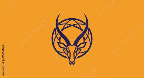 Stylized Antelope Head in Circular Design.