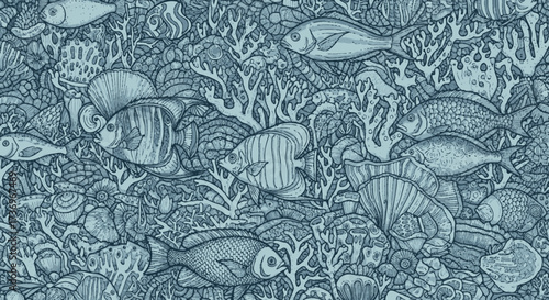 Underwater World - A Detailed Illustration of Marine Life.