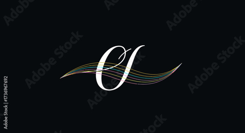 Elegant Monogram Initial Letter O and V Design.
