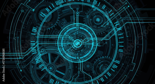 Complex Interlocking Gears and Circuitry.