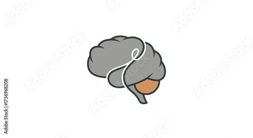 Brain illustration with a white line, representing thought and intelligence.