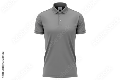 Modern grey polo shirt for women casual sportswear fashion apparel mockup studio shot