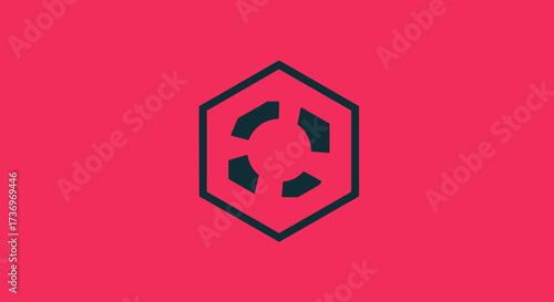 Modern abstract hexagonal logo with rotating shapes.