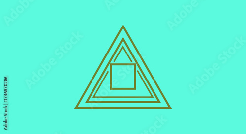Geometric shapes of nested triangles and a square, abstract design concept.
