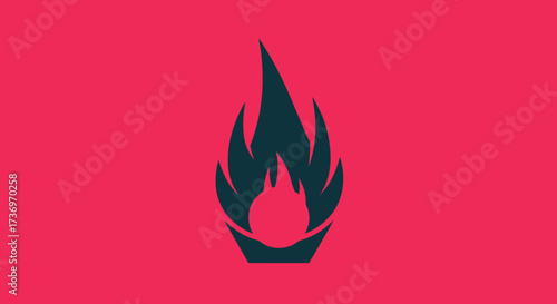 Stylized graphic icon representing a burning flame or fire element.
