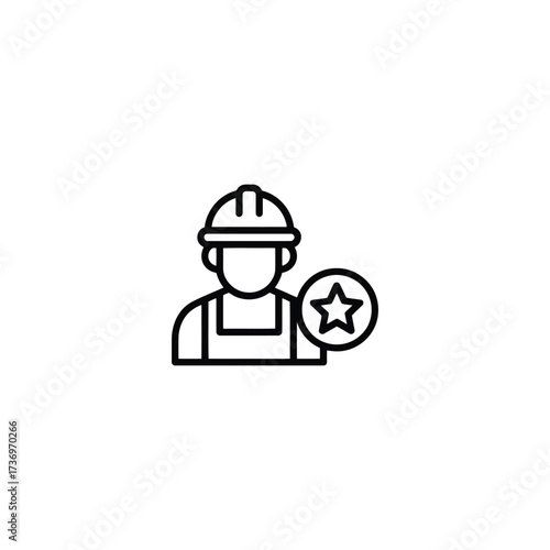 Construction worker icon with a star representing excellence or recognition