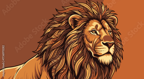 Majestic Lion Portrait with Detailed Mane and Intense Gaze.