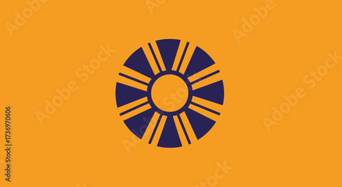 Orange Flag with a Dark Blue Circular Symbol.