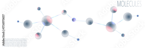 Molecules and atoms vector abstract background, science chemistry and physics theme illustration, micro and nano research and technology theme, microscopic particles.