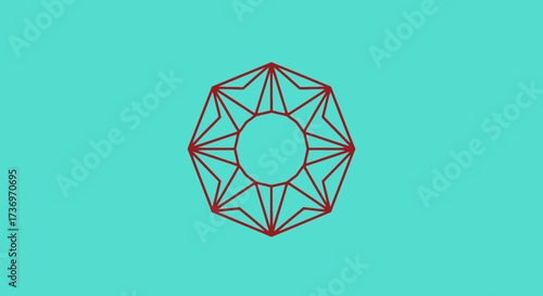 Geometric Octagon Starburst Design Element.