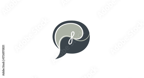 Abstract Speech Bubble with Yin Yang Symbol Design.