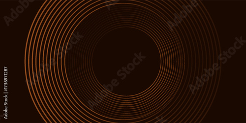 Abstract 3D gold brown circle lines in dark background