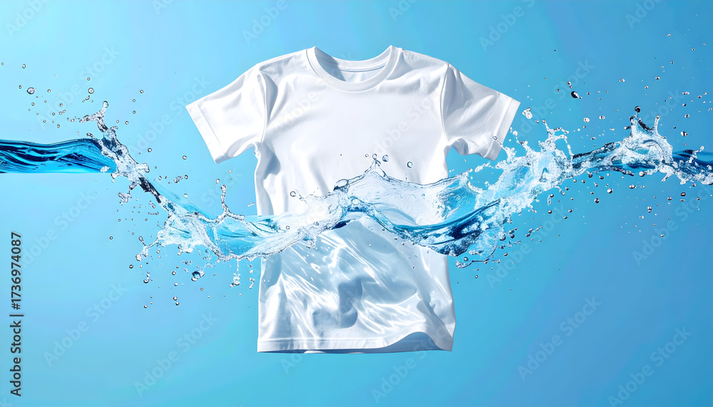 Fototapeta premium White T-Shirt with Water Splash