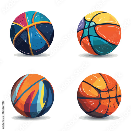 Dynamic basketball silhouette illustration in vibrant colors isolated on a clean white background for sports designs isolated on white background