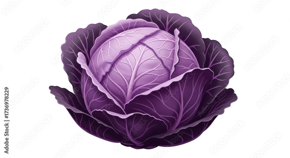 Obraz premium Vibrant Purple Cabbage Illustration Isolated On Black
