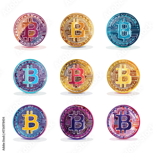 Stylized silhouette of a bitcoin cryptocurrency coin isolated on a clean white background for digital use isolated on white background
