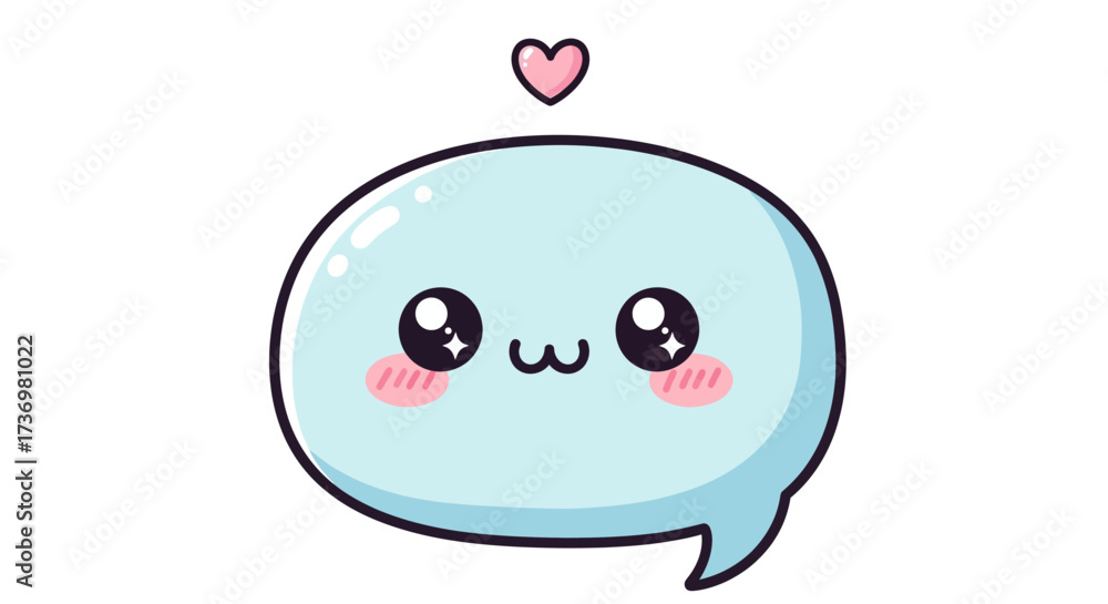 Obraz premium Kawaii speech bubble with a cute heart, perfect for expressing affection and positive communication online