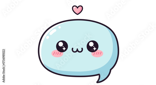 Kawaii speech bubble with a cute heart, perfect for expressing affection and positive communication online