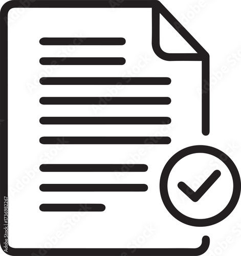 Document checklist icon for business process approval, representing verification and validation, ideal for website and app design, originally a scalable vector
