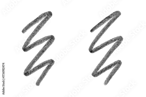 Hand-drawn charcoal pencil sketch scribbles. Abstract zigzag wave form collection. Grunge textured doodle line graphic design element isolated on transparent background vector set.