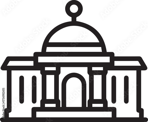 Classic government building icon perfect for civic projects, financial institutions, or educational materials, evoking trust and authority in a modern design