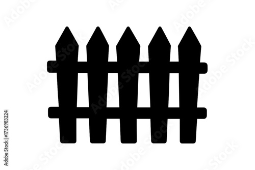 Fence icon for Halloween decoration. Spooky picket fence silhouette. Vector graphic element for horror or scary themes. Garden or yard boundary symbol. Simple black barrier.