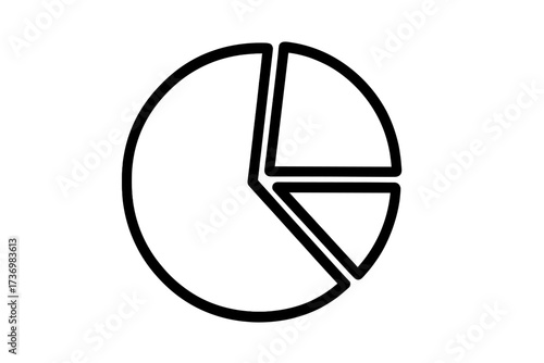Pie chart vector icon. Business infographic element for data visualization. Simple circle diagram for statistical analysis, finance report, market share, and percentage breakdown.