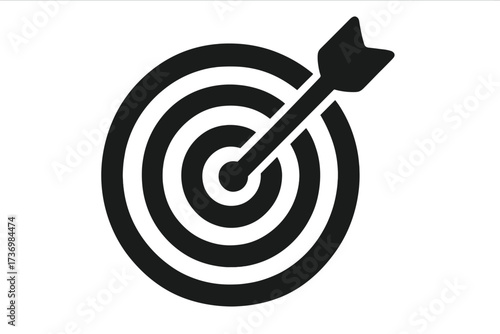 Target icon silhouette symbol, accuracy and precision concept, vector cartoon illustration, bullseye mark, aim symbol, shooting target, focus element, transparent background, ordered set