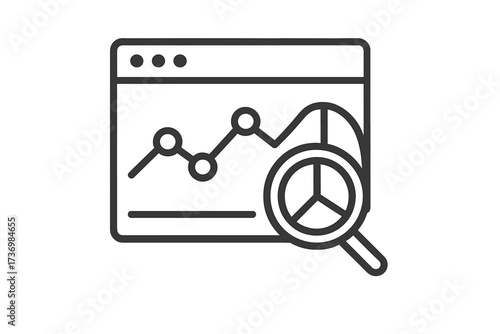 Web analytics icon in linear style, vector cartoon illustration with transparent background, website data analysis, digital marketing concept, SEO, statistics, ordered set collection