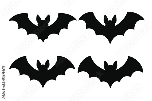 Witch hat silhouette vector set. Flat cartoon illustration of black magic hats isolated on transparent background. Halloween party costume, wizard and sorcerer accessory, spooky decoration element.