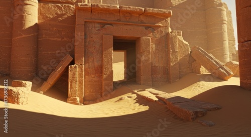 Ancient Egyptian Temple Entrance Buried in Sand