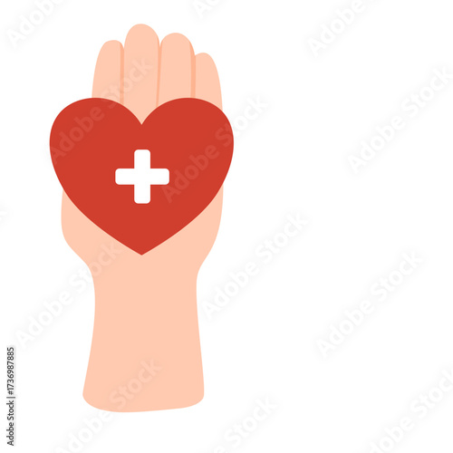 Hand holding heart with cross
