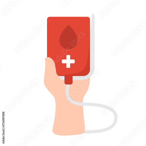 Hand holding blood bag for donation
