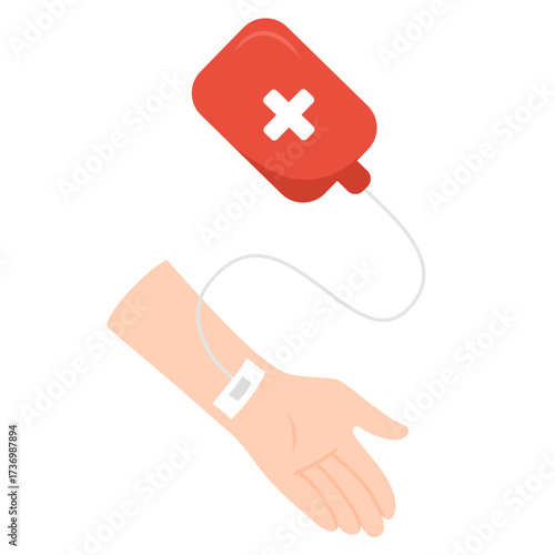 Blood transfusion to patient arm illustration
