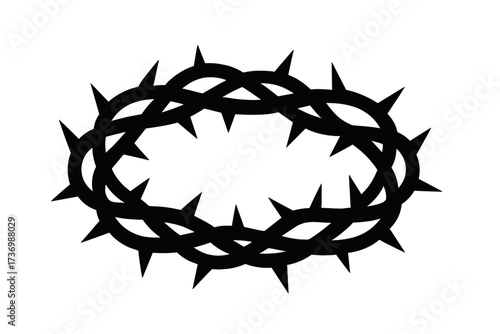 Crown of thorns silhouette style vector. Religious symbol of Christianity, the passion of Jesus Christ. Easter, crucifixion, faith, sacrifice, and salvation concept design.