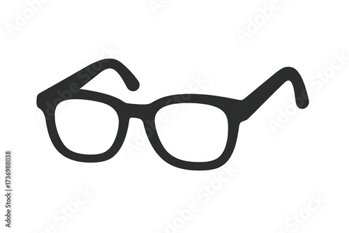 Eyeglasses icon vector graphic. Simple black glasses silhouette for design. Optical vision concept. Geek, nerd or hipster retro spectacle frame. Linear symbol illustration.
