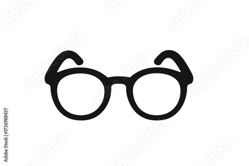 Glasses icon. Simple black eyeglasses symbol. Vector flat illustration for vision, sight, and optics. Retro, nerd or hipster style frame for design, web or logo concept.