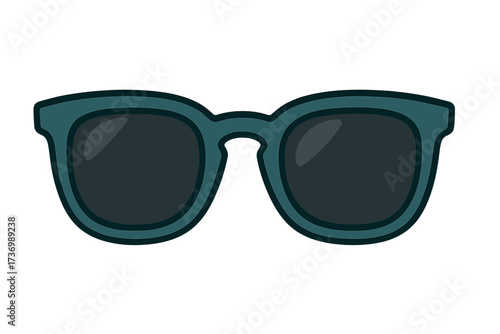 Hipster glasses vector icon in a flat cartoon style. Stylish sunglasses illustration for summer fashion. Modern retro eyewear design for sun protection. Isolated accessory.