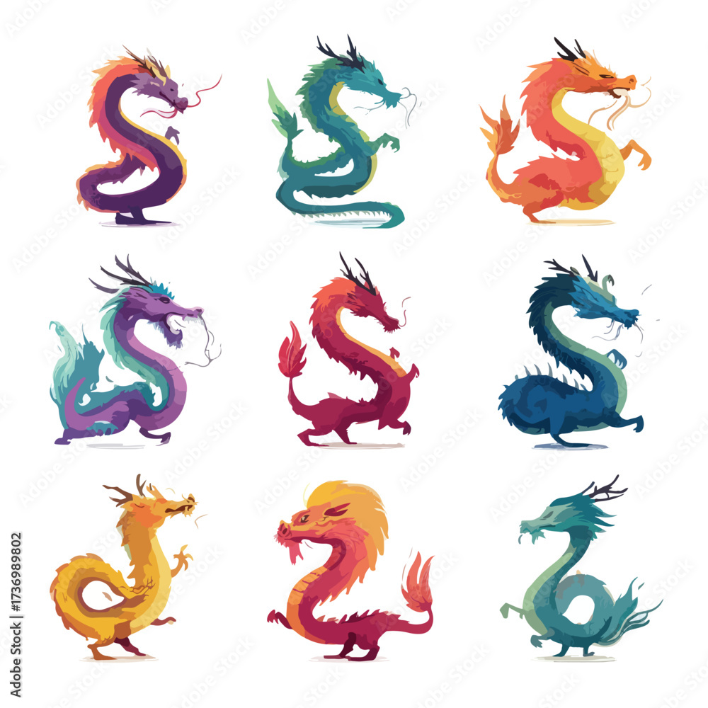 Fototapeta premium Majestic dragon silhouette illustration isolated on a clean white background for fantasy designs isolated on white background