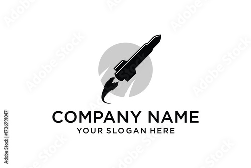 Silhouette Rocket launch logo vector